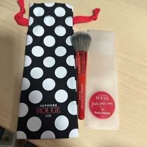 Sephora Collection Makeup Brush with Polka Dot Pouch